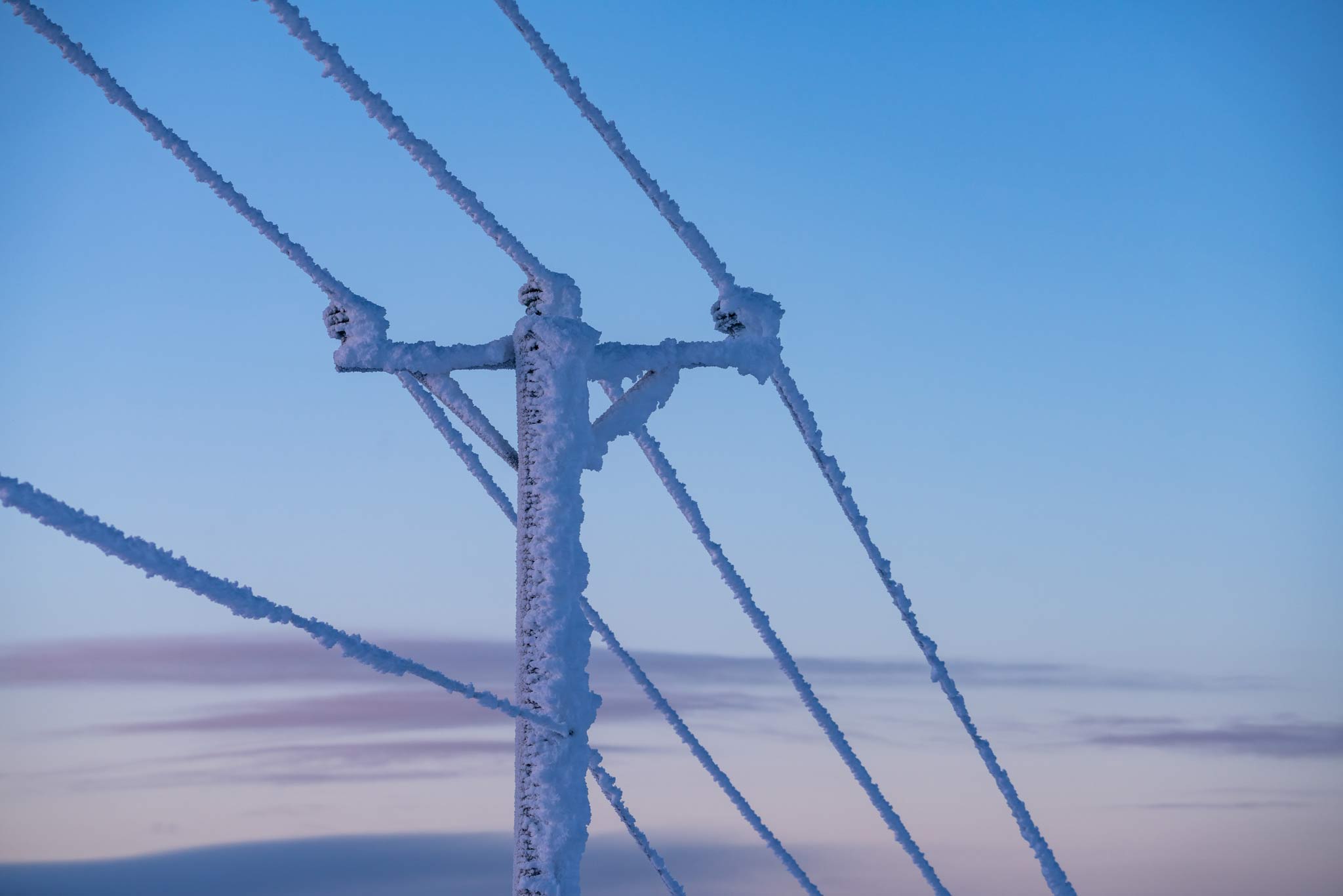 Snow and ice on power lines