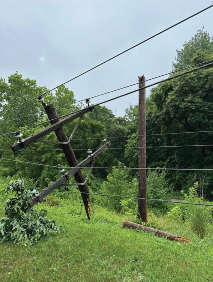 Broken utility pole