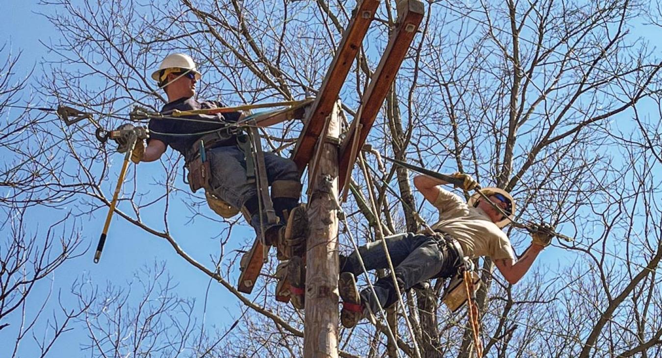 Lineworkers on pole